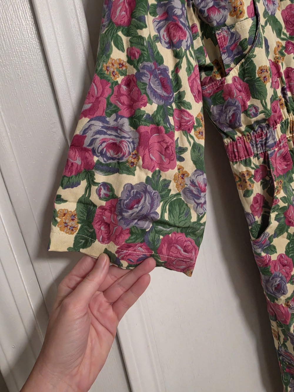 80's NWT 100% Cotton VTG Floral Jumpsuit Sz L - Picture 5 of 16